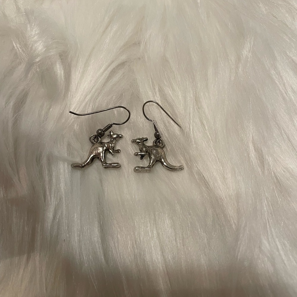 Silver Dangle Kangaroo Earrings